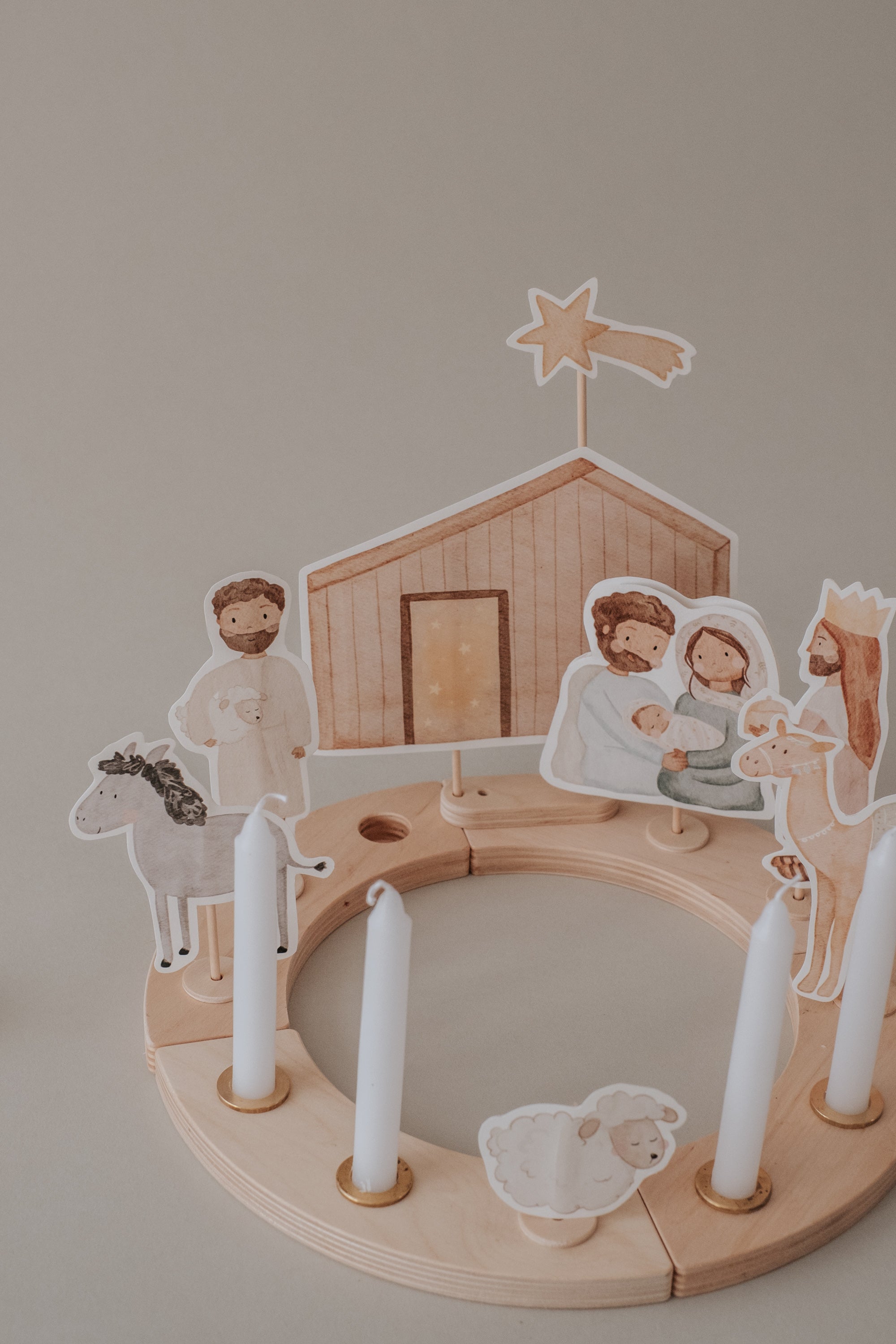 Krippe Weihnachten für Adventskranz