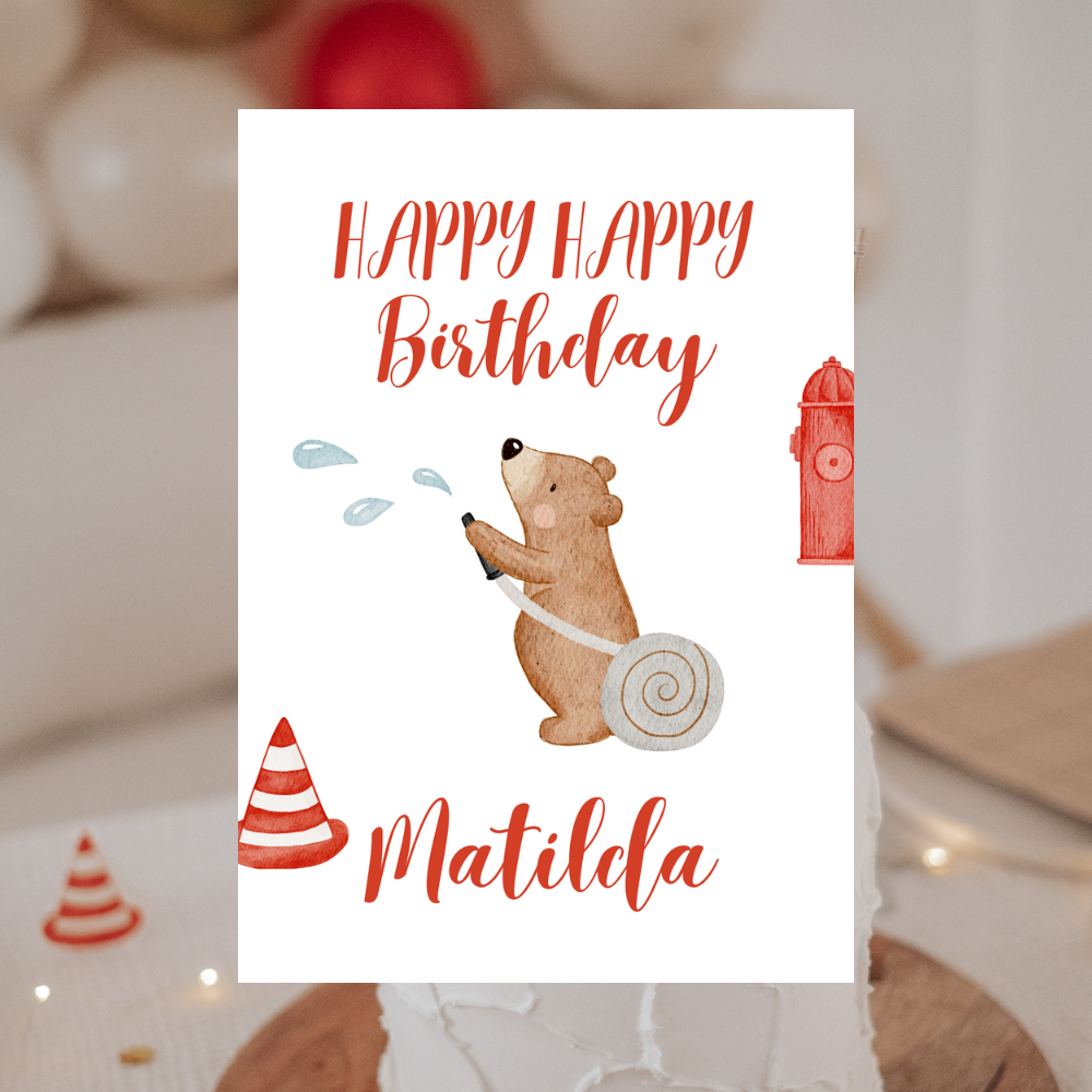 Geburtstagskarte Feuerwehrbär