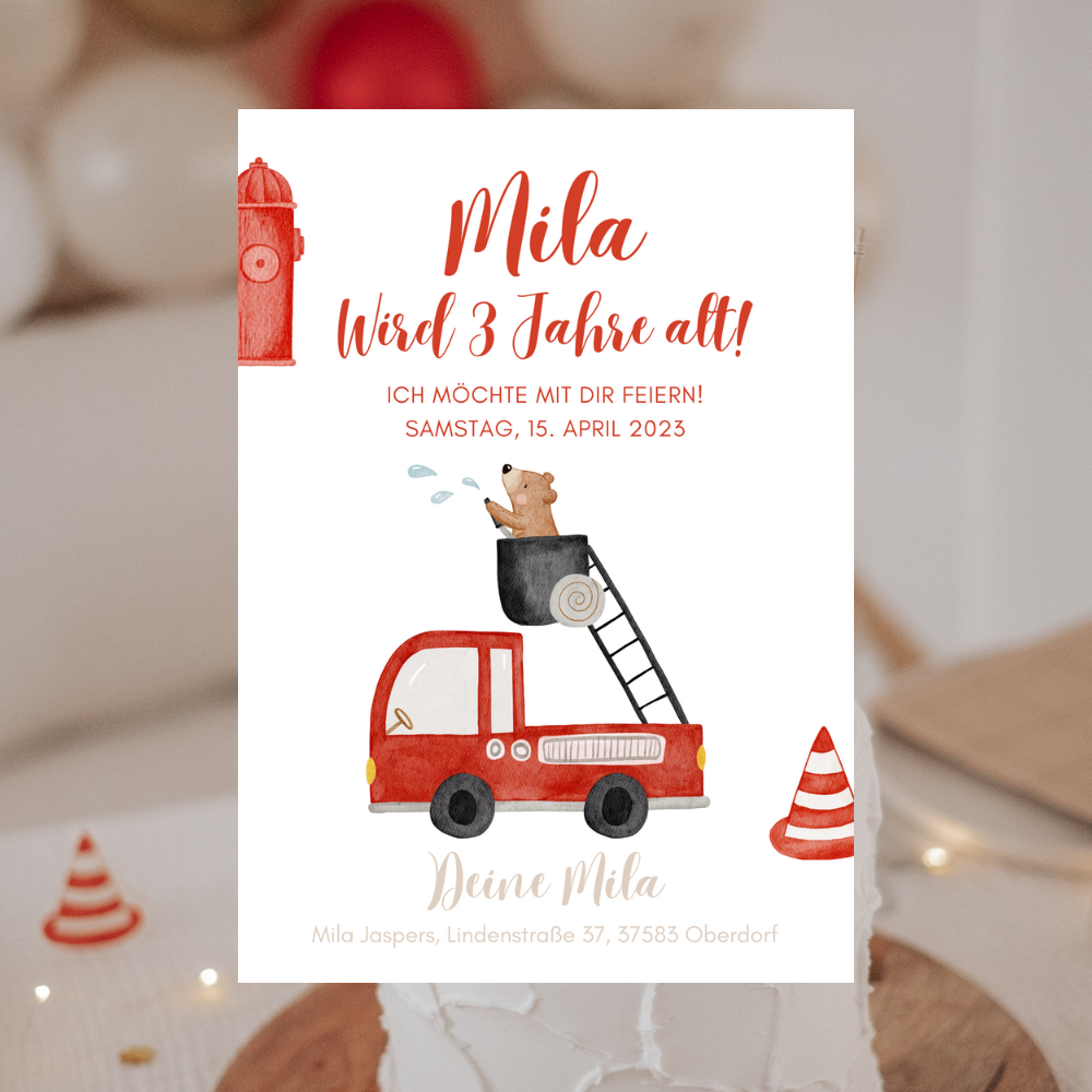 Einladung Feuerwehr und Bär