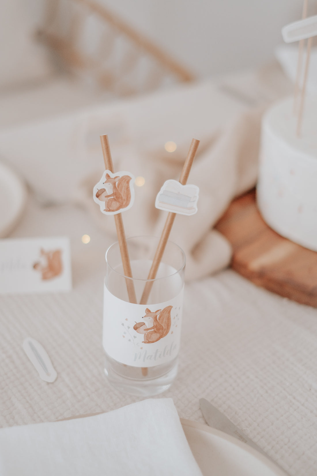 Strohhalme Schulanfang Eichhörnchen