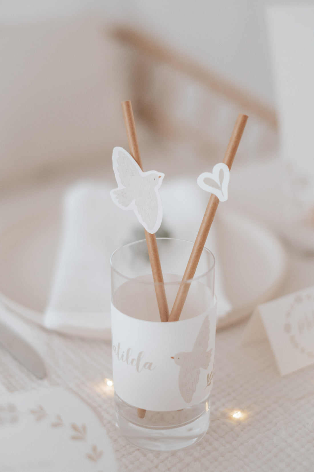 Strohhalme Taufe Taube