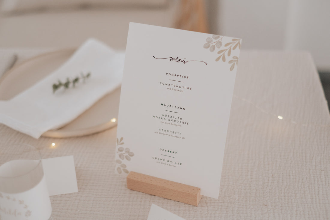 Menükarten Taufe Greenery