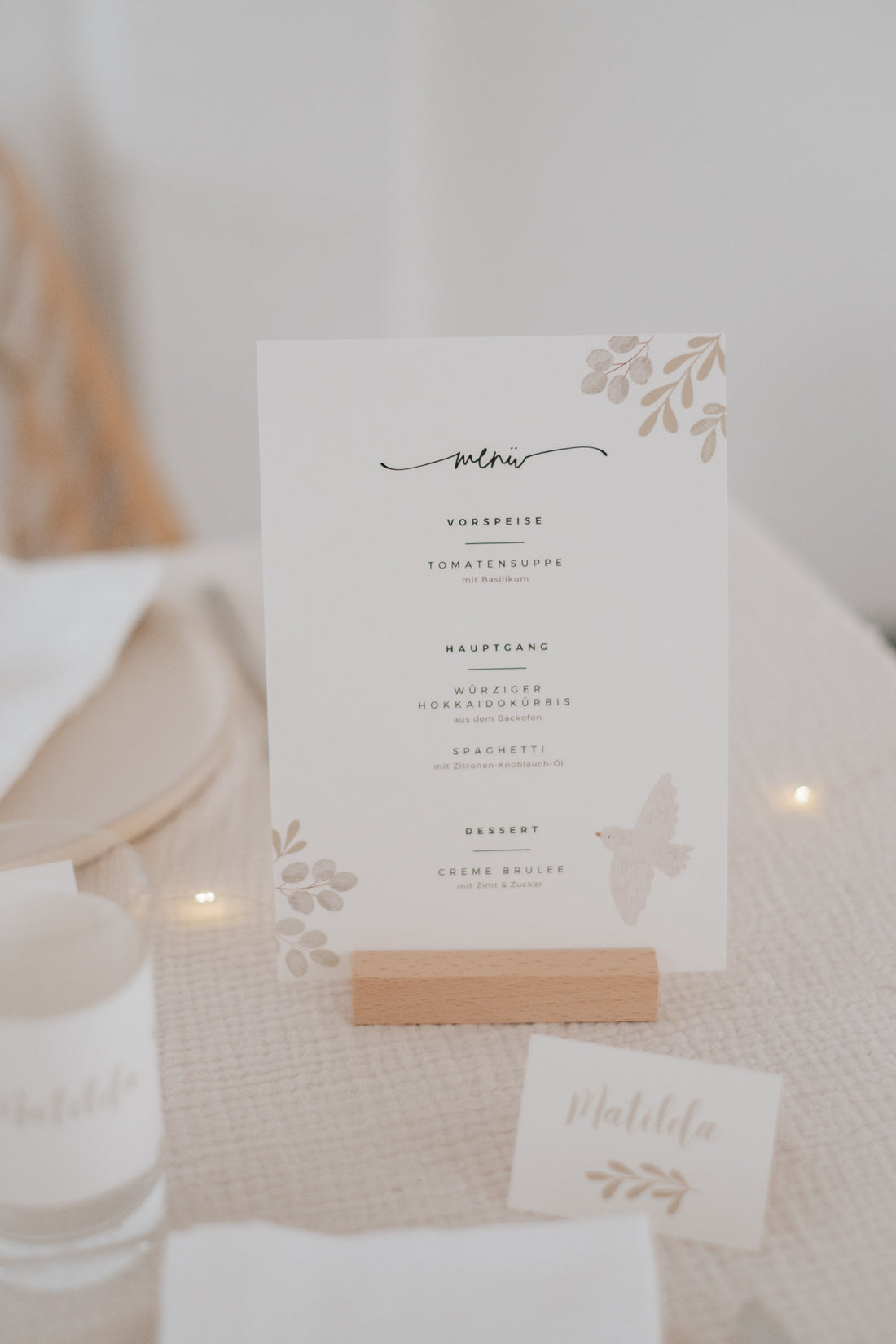 Menükarten Taufe Taube