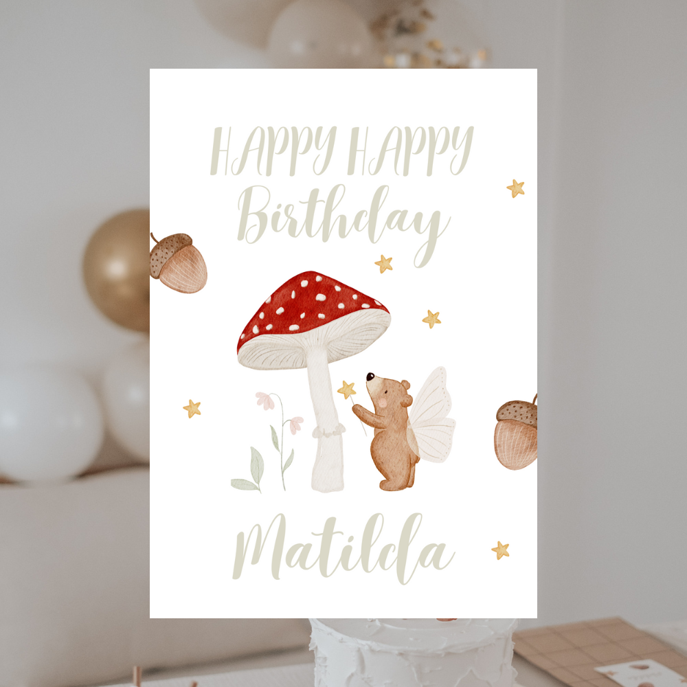 Geburtstagskarte Bär und Pilz