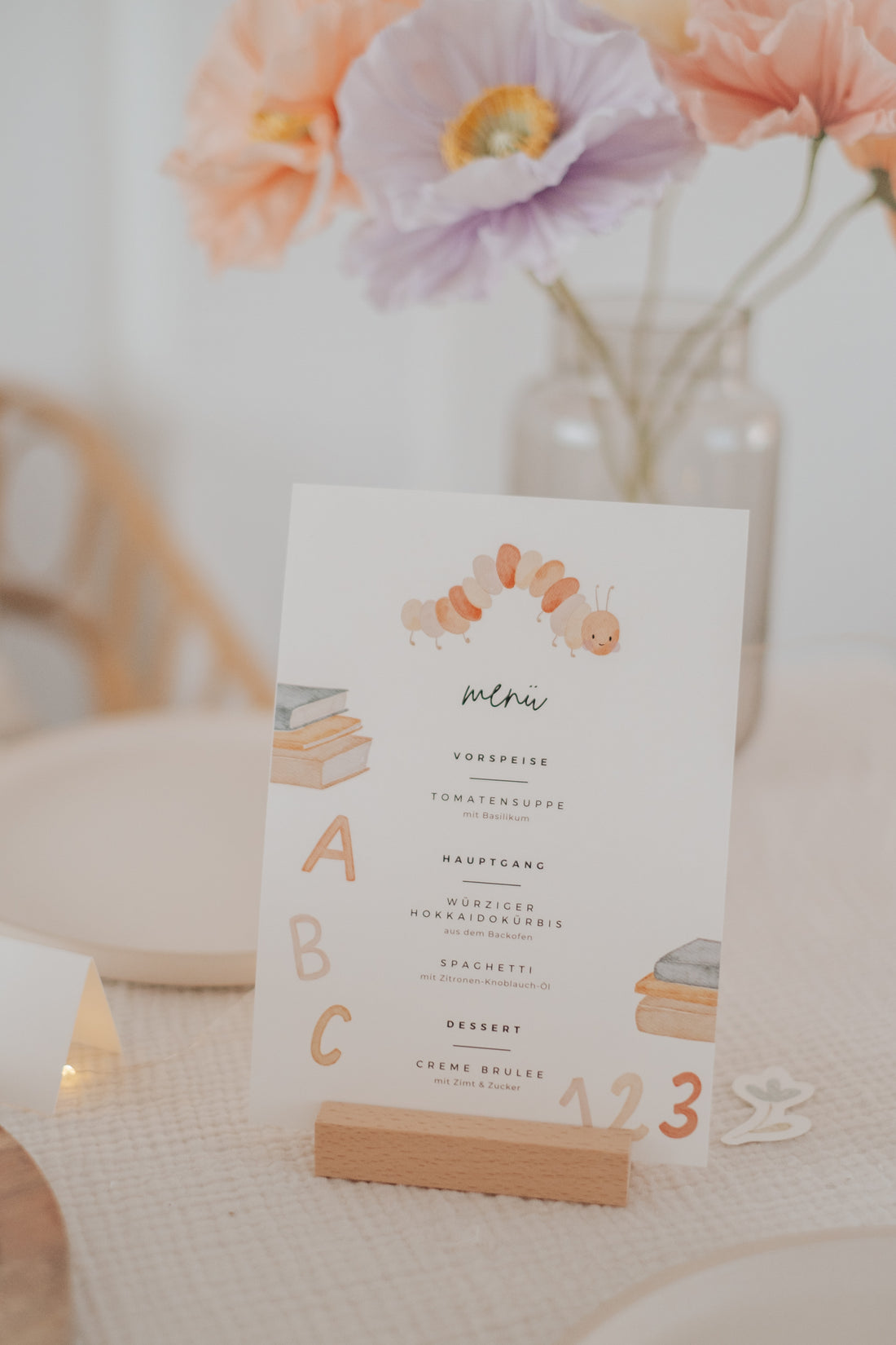 Menükarten Schulanfang Raupe