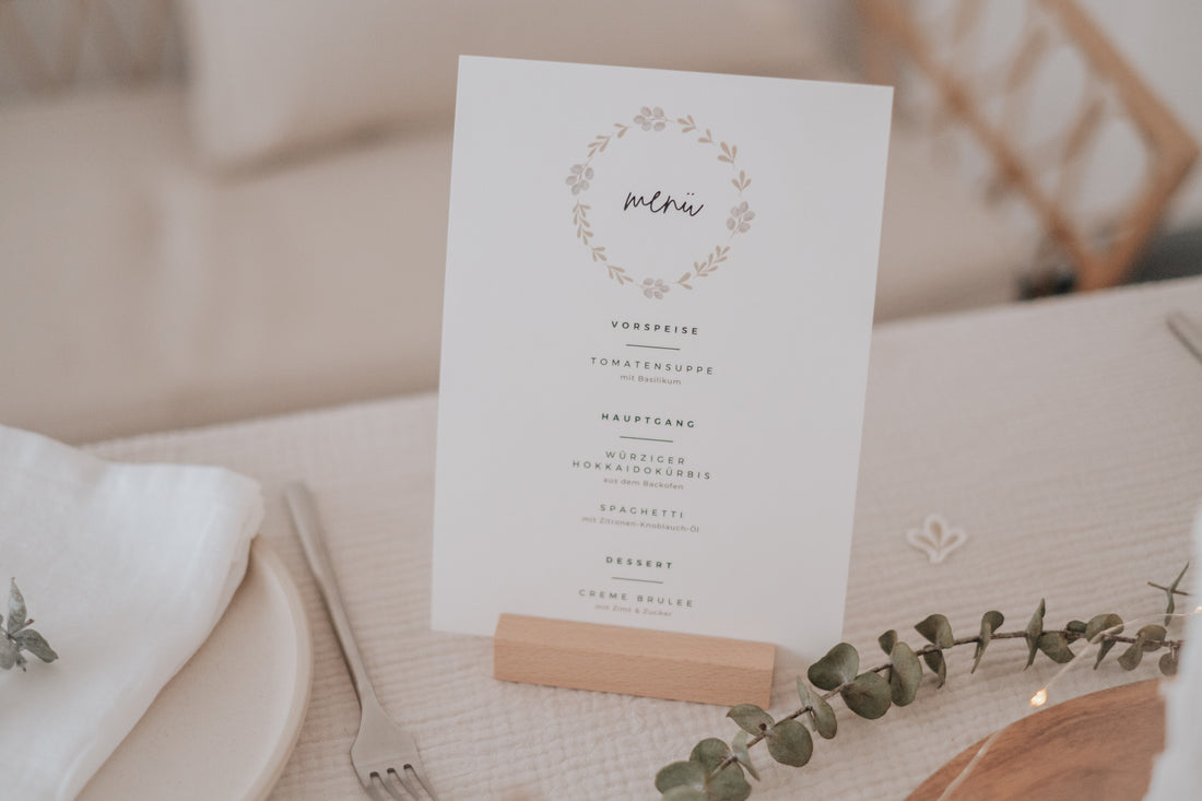 Menükarten Taufe Greenery