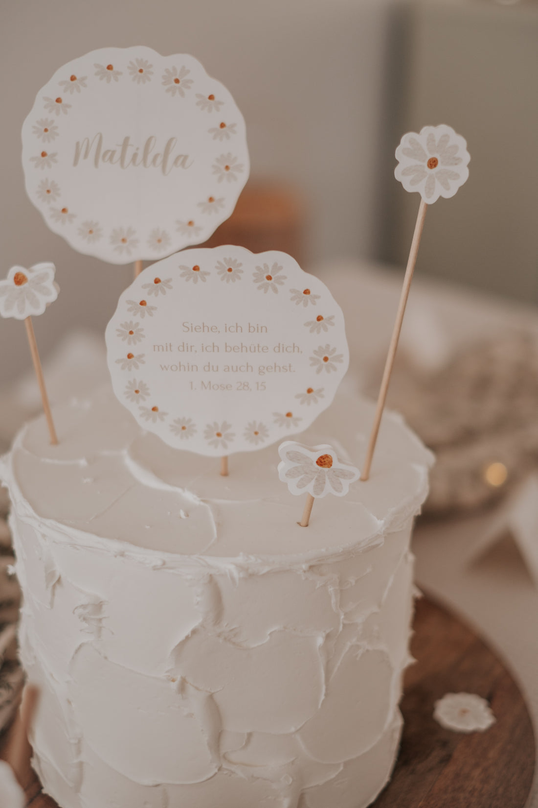 Caketopper Taufe Gänseblümchen