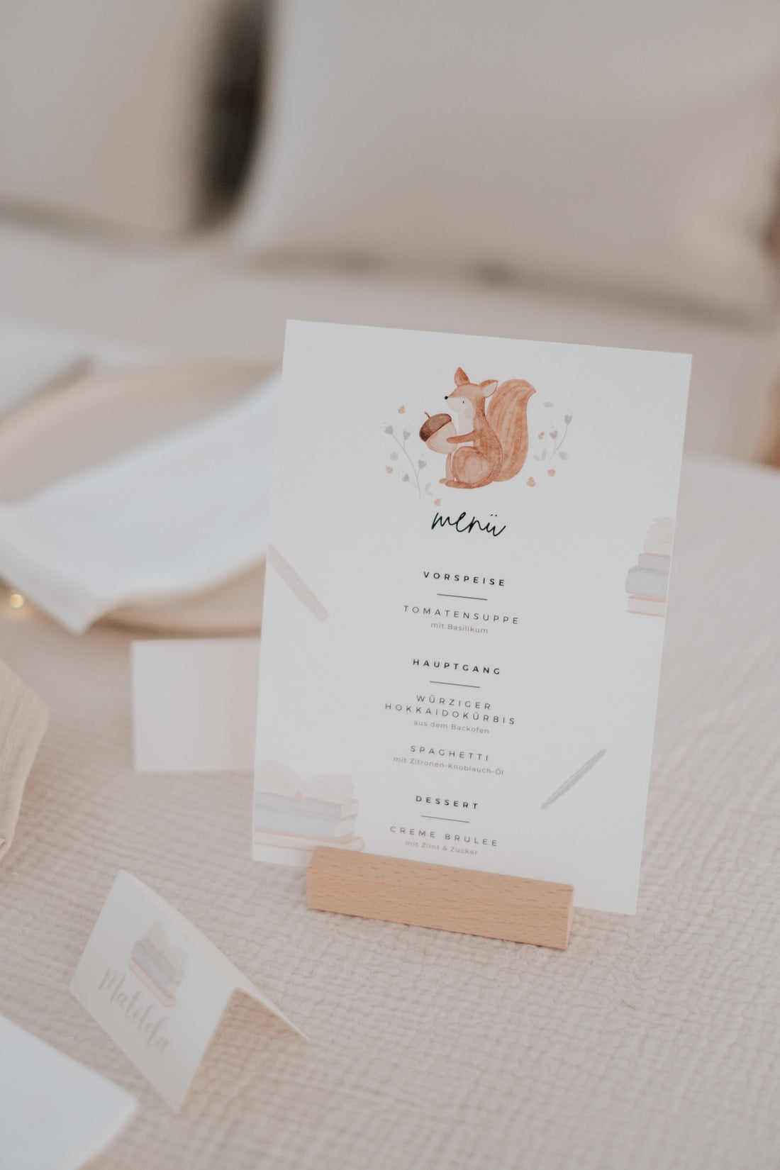 Menükarten Schulanfang Eichhörnchen