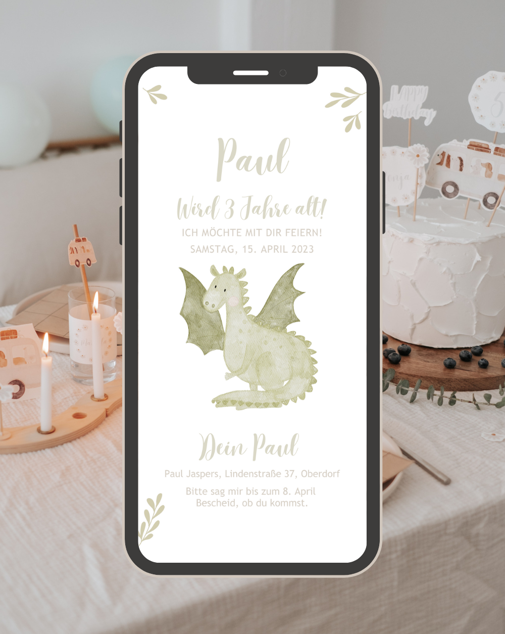 Einladung Smartphone Video Ritter Drache