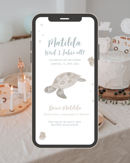 Einladung Smartphone Video Meer Schildkröte