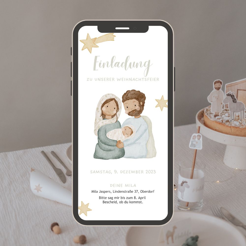 Einladung Smartphone Video Weihnachten Krippe