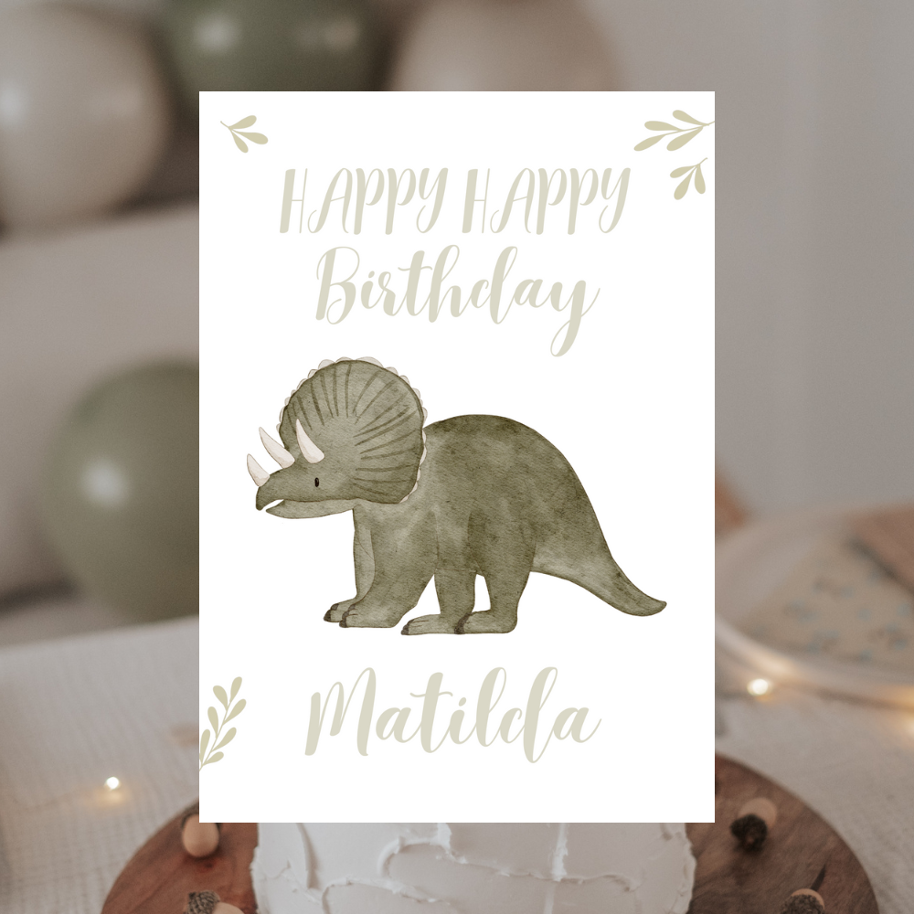 Geburtstagskarte Dinosaurier Triceratops