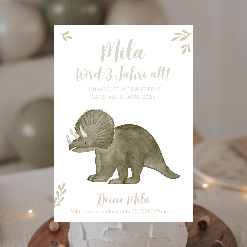 Einladung Dinosaurier Triceratops
