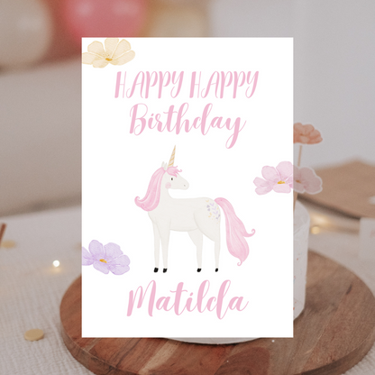 Geburtstagskarte Einhorn rosa