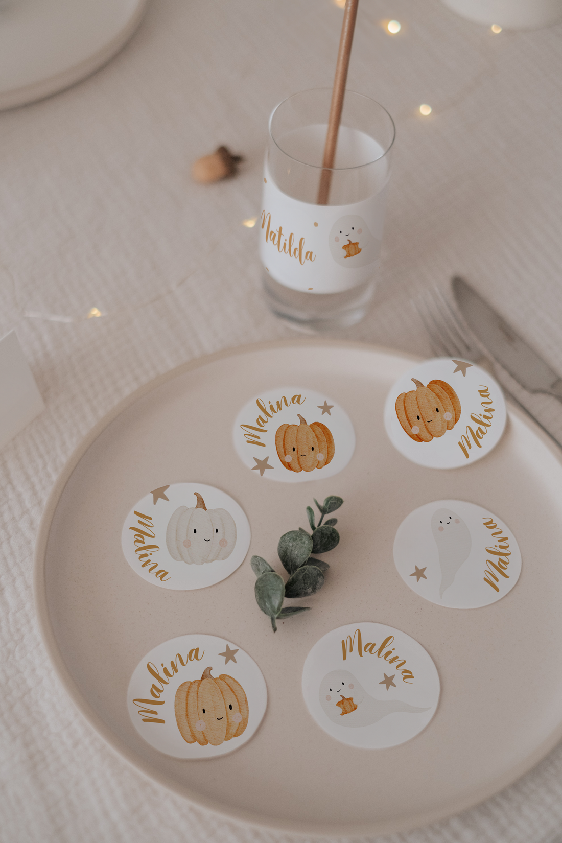 Geschenkanhänger Halloween Kürbis & Gespenst