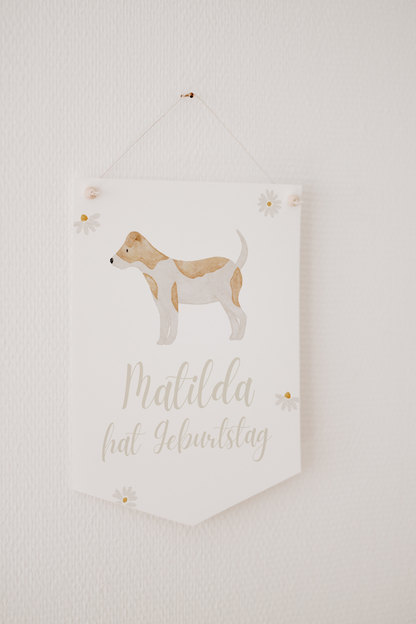 Wimpel mit Name Bauernhof Hund