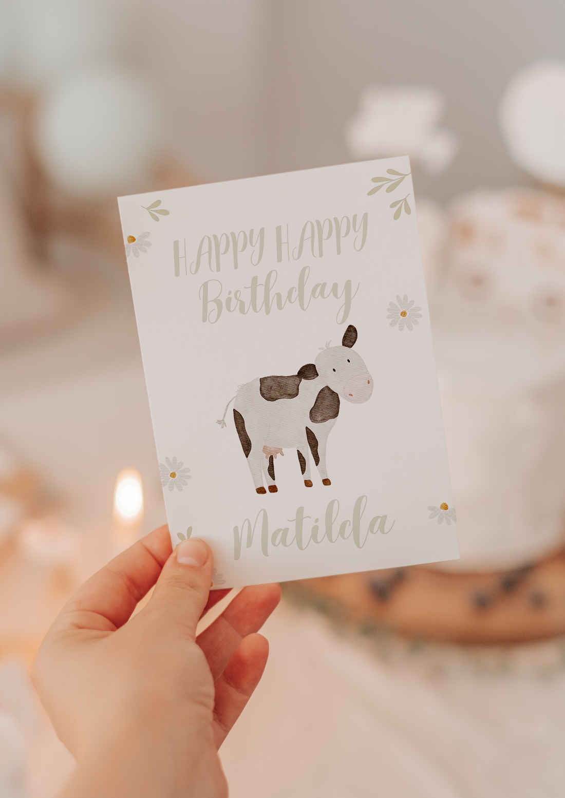 Geburtstagskarte Bauernhof Kuh