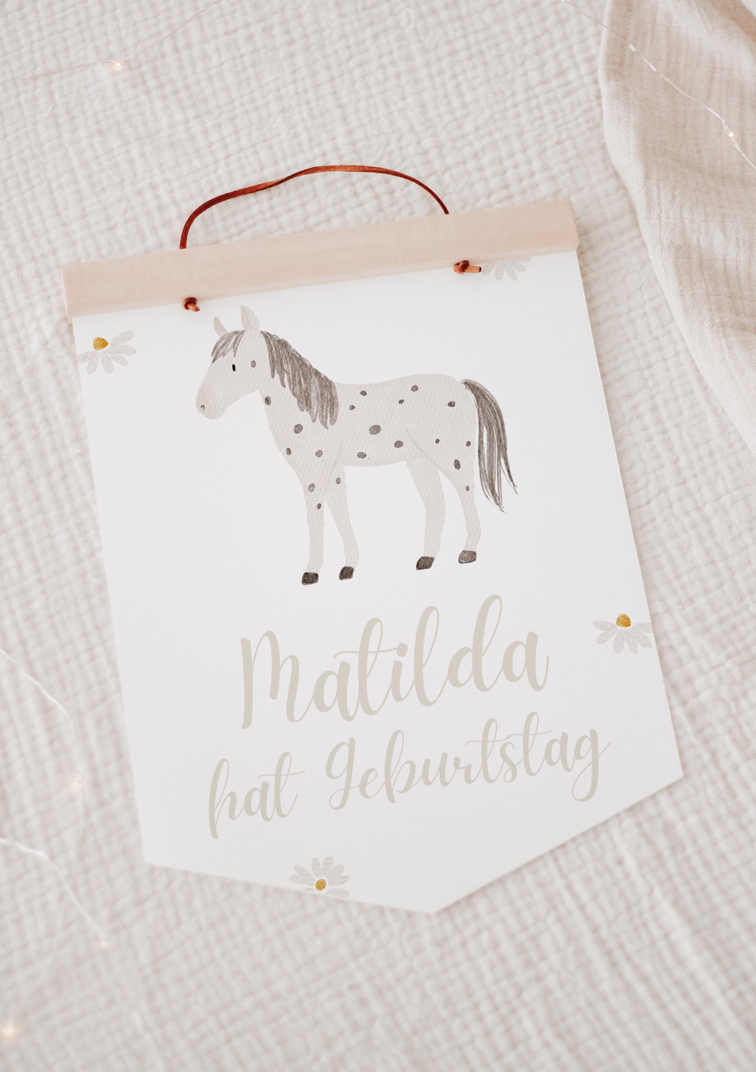 Wimpel mit Name Bauernhof Pferd