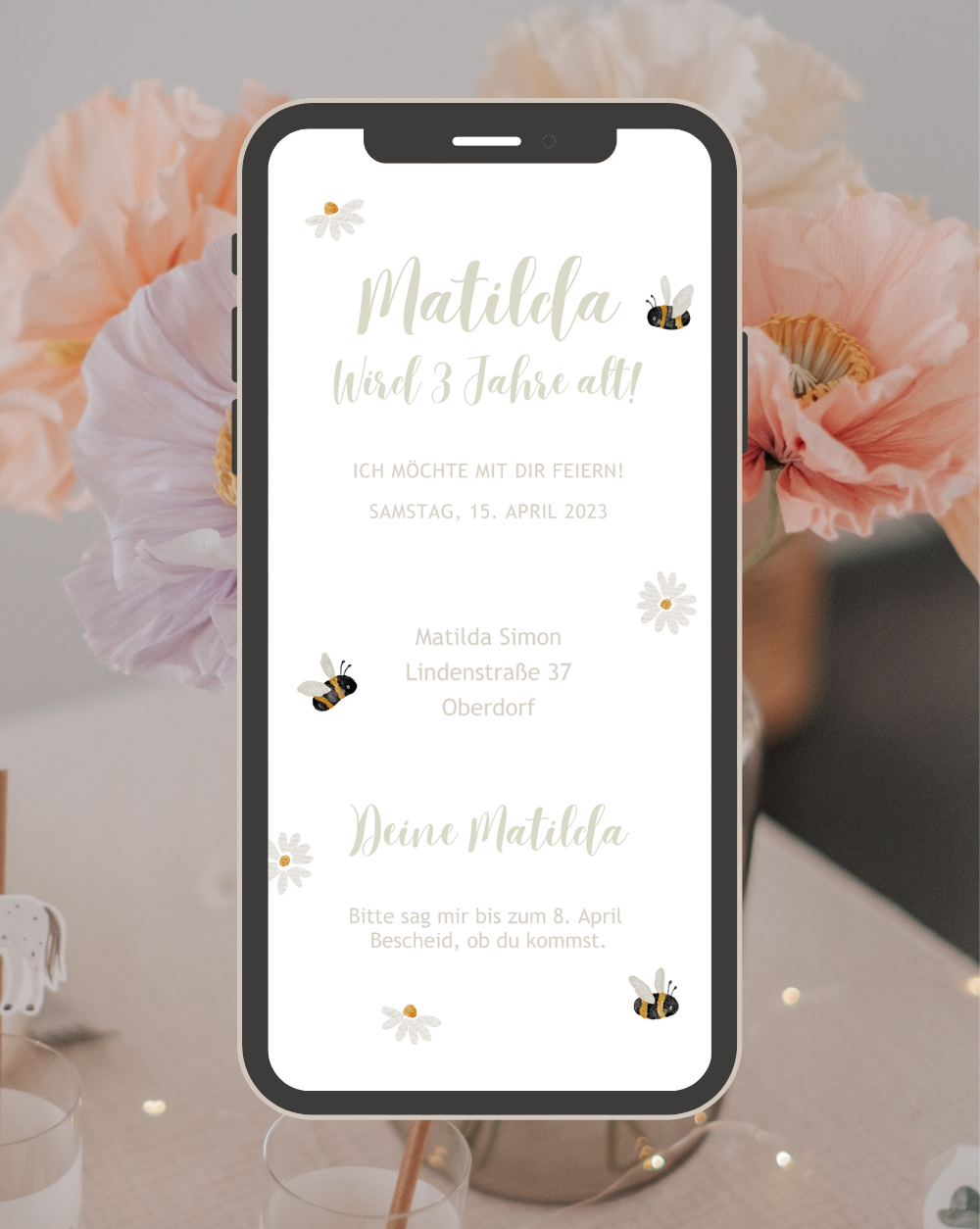 Einladung Smartphone Video Bienen