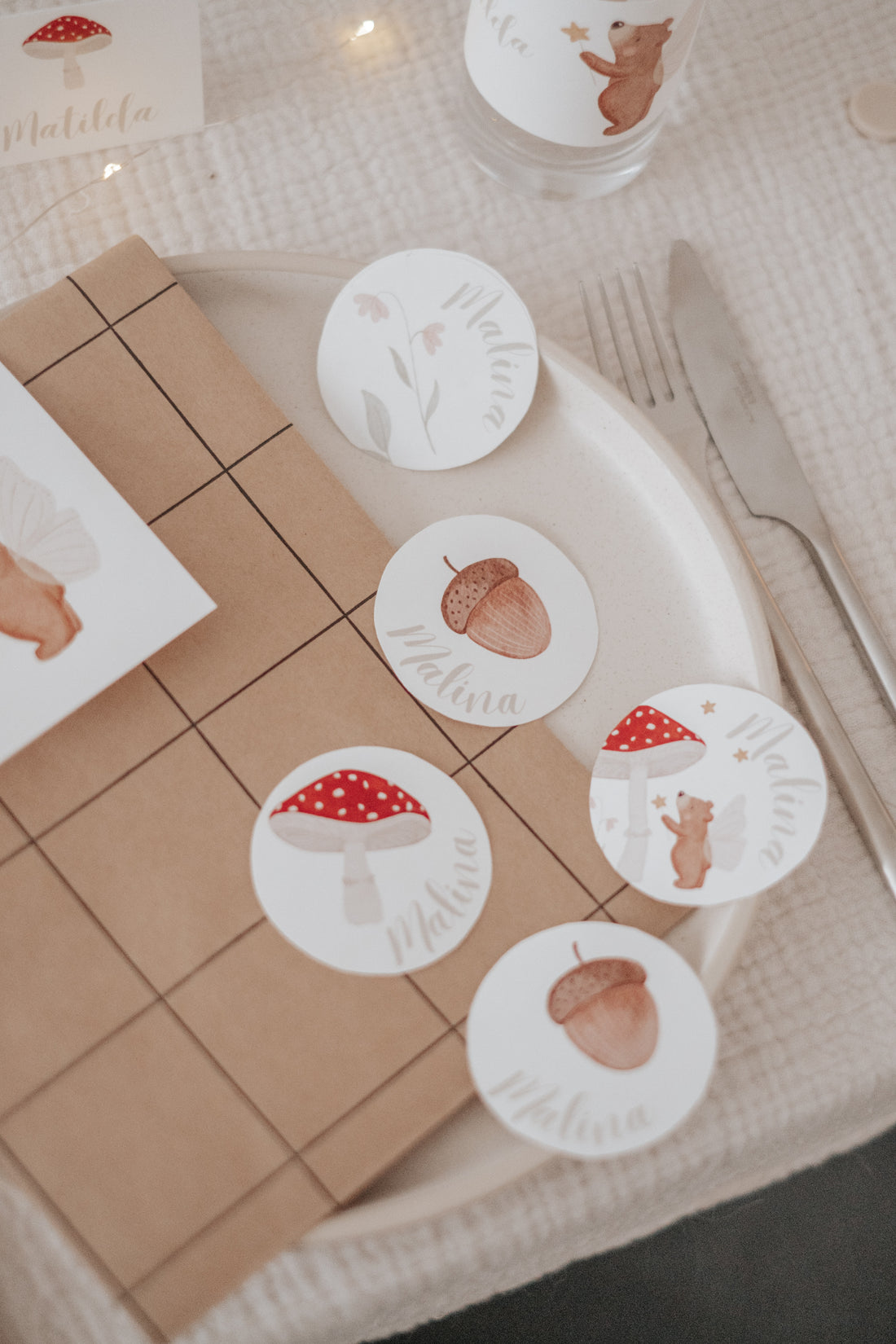 Geschenkanhänger Pilz und Bär