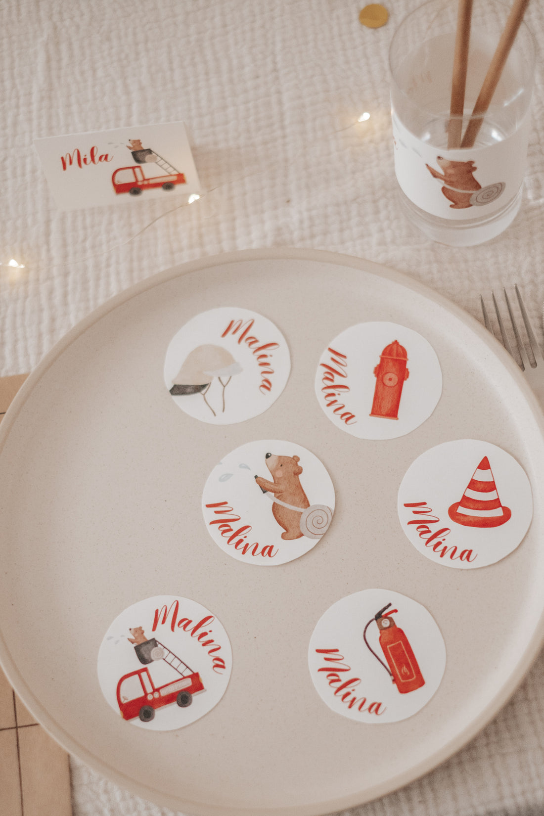 Geschenkanhänger Feuerwehr Bär