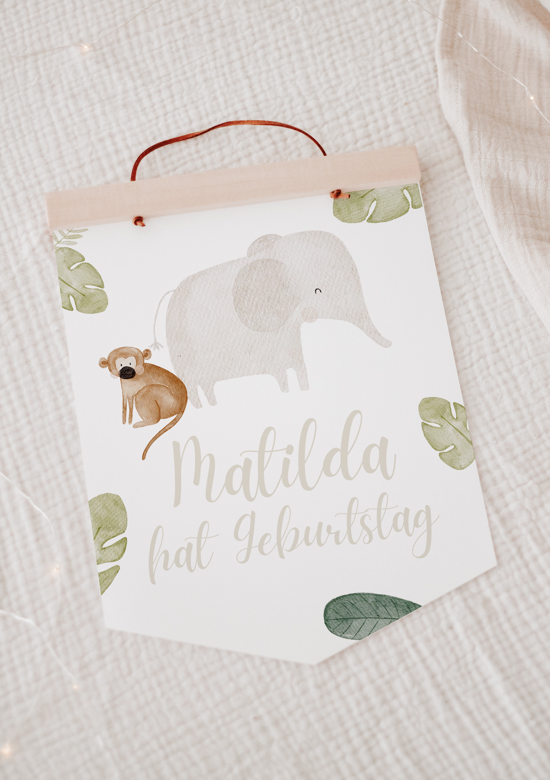 Wimpel mit Name Dschungel Elefant