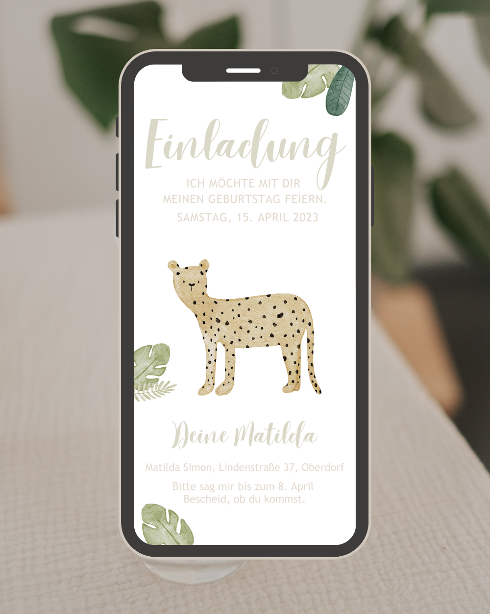 Einladung Smartphone Video Dschungel Leopard