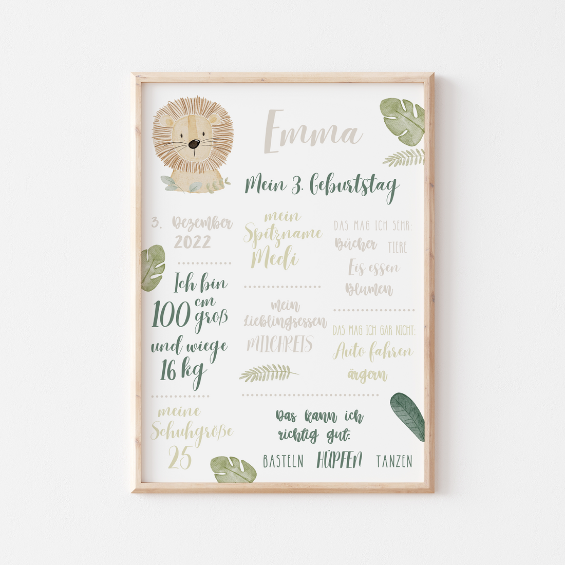 Meilensteintafel Dschungel Löwe