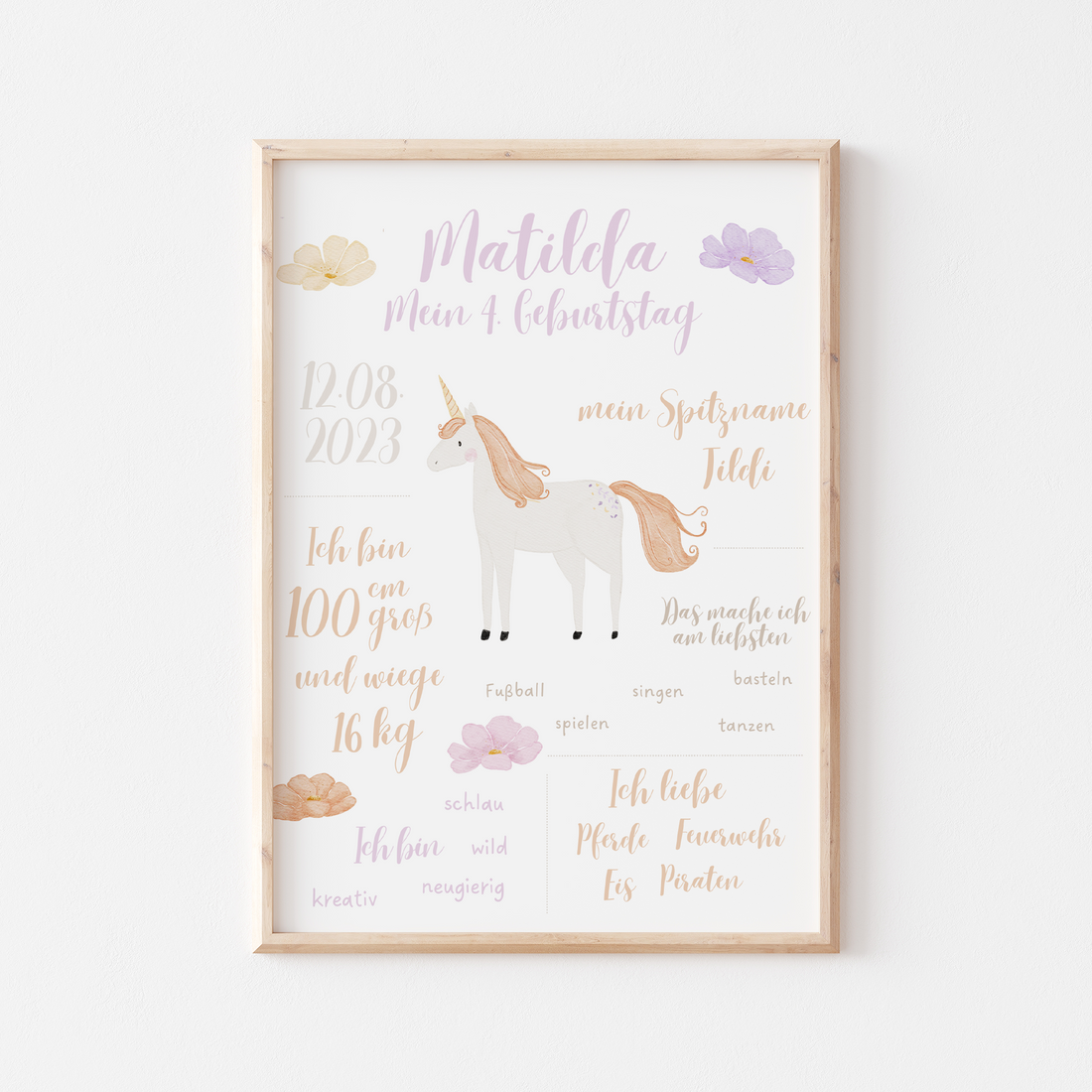 Meilensteintafel Einhorn orange