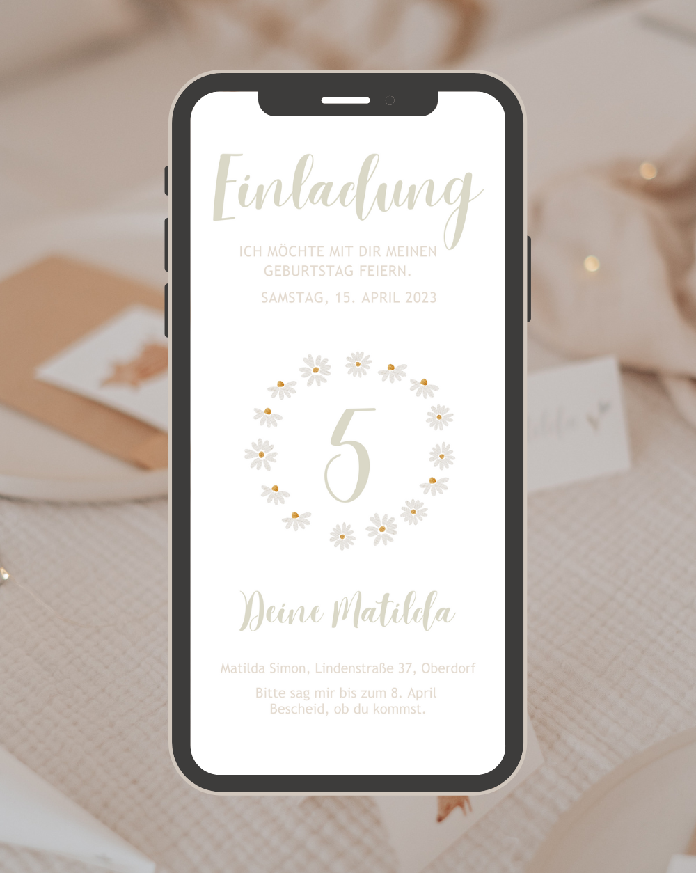 Einladung Smartphone Video Gänseblümchen 2