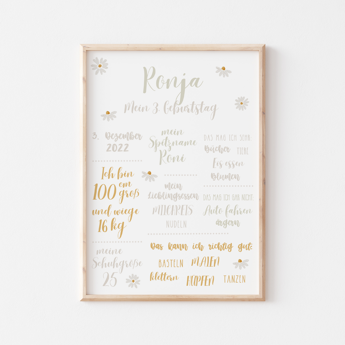 Meilensteintafel Gänseblümchen