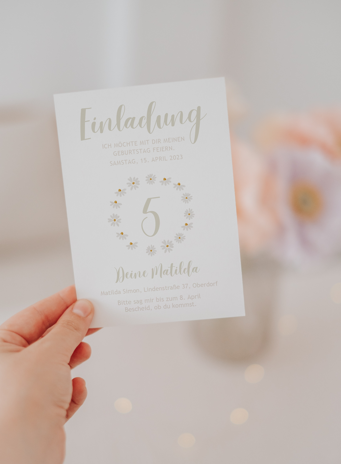 Einladung Gänseblümchen Kranz