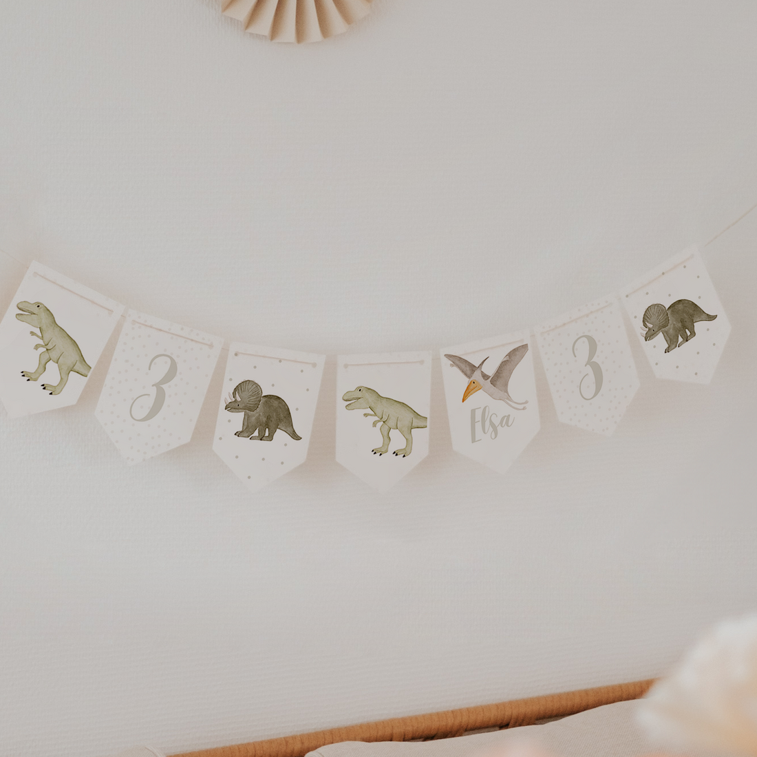 Girlande Dinosaurier Wimpel