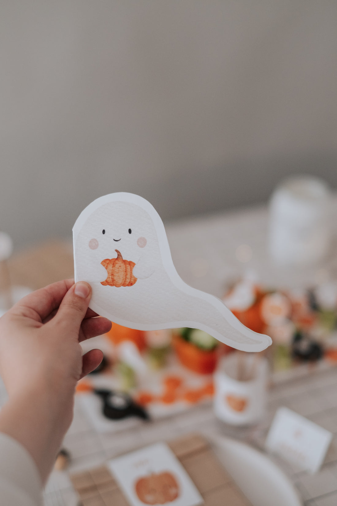 Einladung Halloween Kürbis & Gespenst | Variante Gespenst