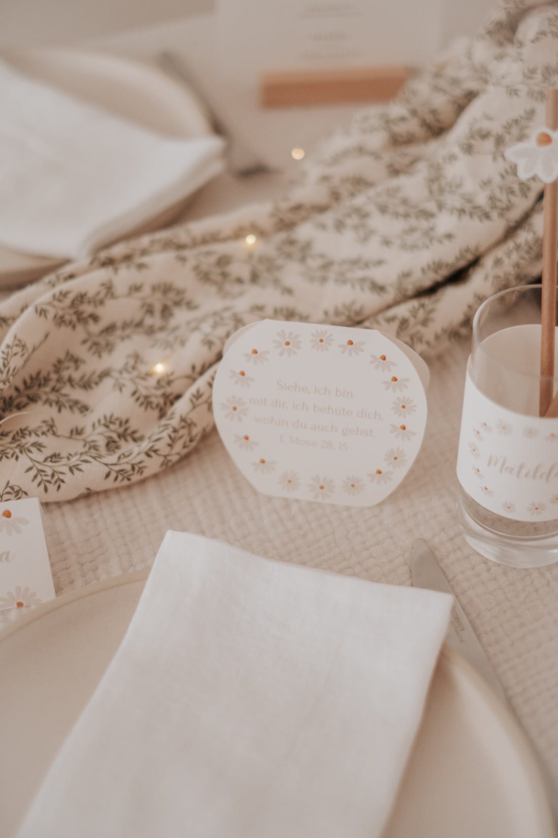 Tischdeko Taufe Gänseblümchen