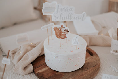 Caketopper Schulkind Name Schulanfang Eichhörnchen Schulanfang Raupe
