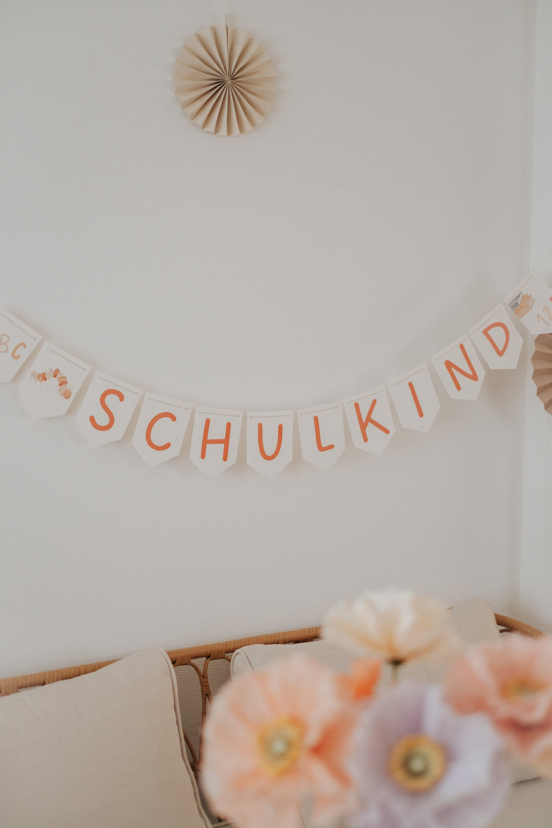 Girlande Schulanfang Raupe Wimpel Schulkind