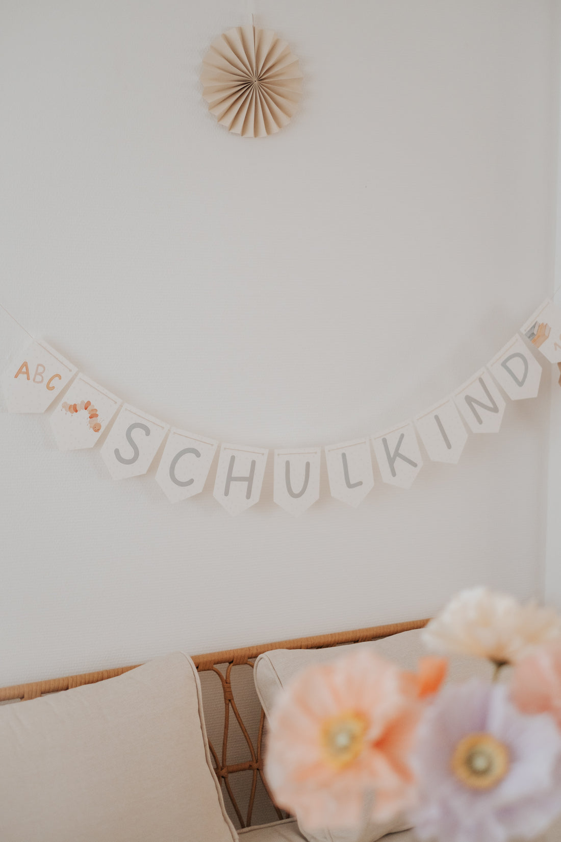 Girlande Schulanfang Raupe Wimpel Schulkind