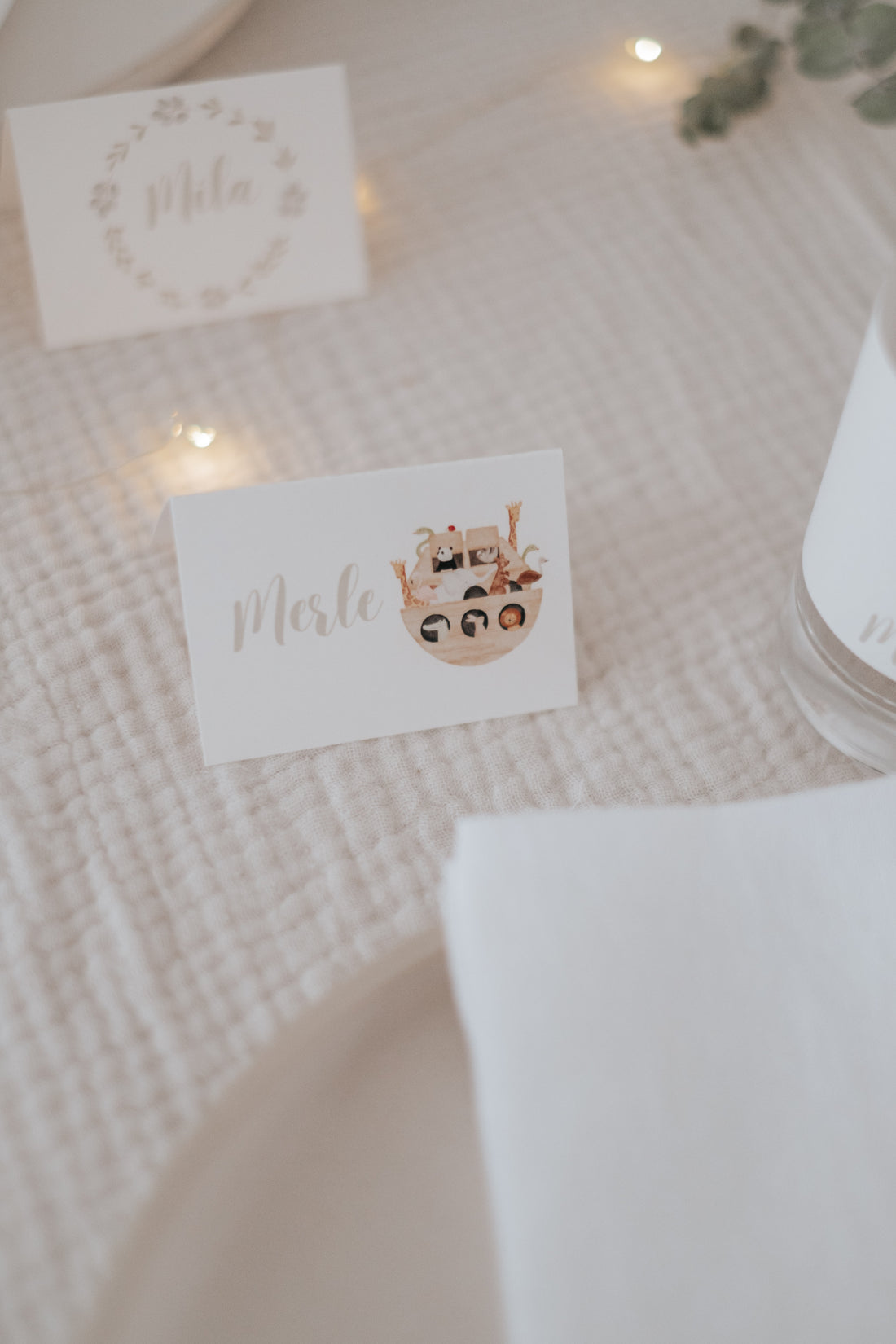 Tischkärtchen Taufe Arche Noah