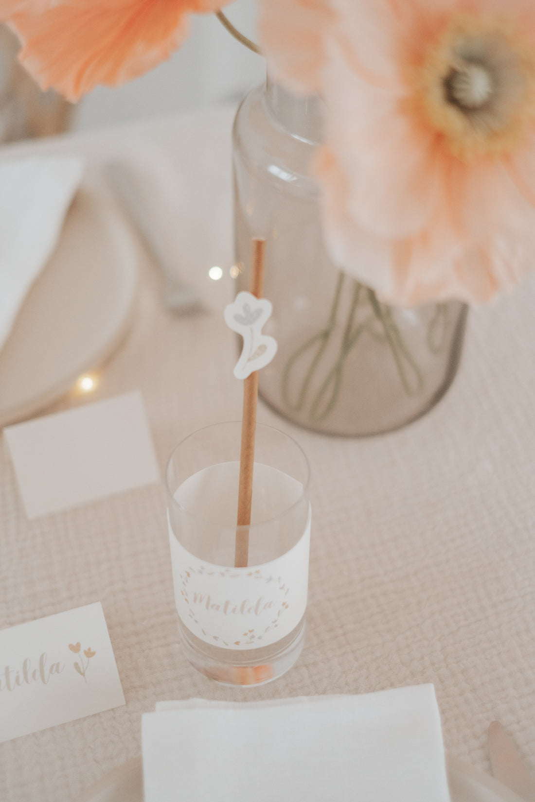 Strohhalme Taufe Blümchen