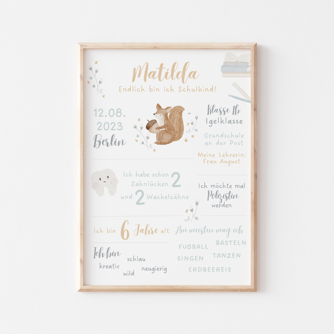 Meilensteintafel Schulanfang Eichhörnchen