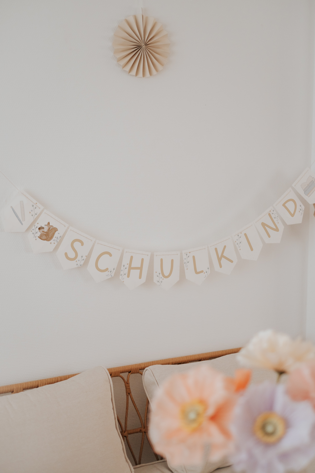 Girlande Schulanfang Eichhörnchen Wimpel Schulkind