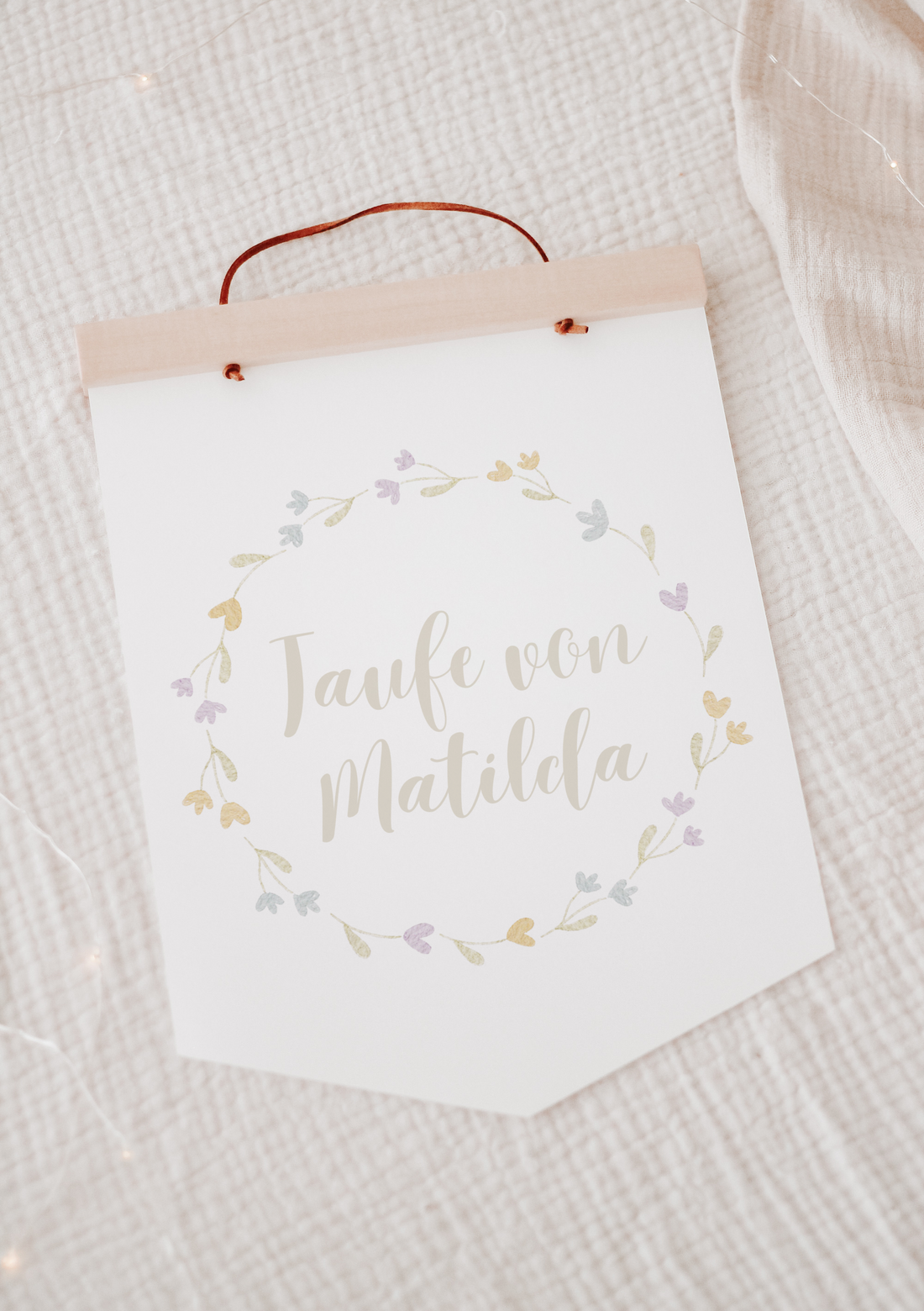 Wimpel mit Name Taufe Blümchen