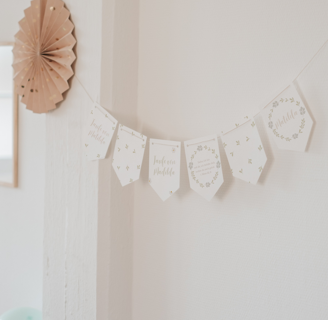 Girlande Taufe Greenery Wimpel