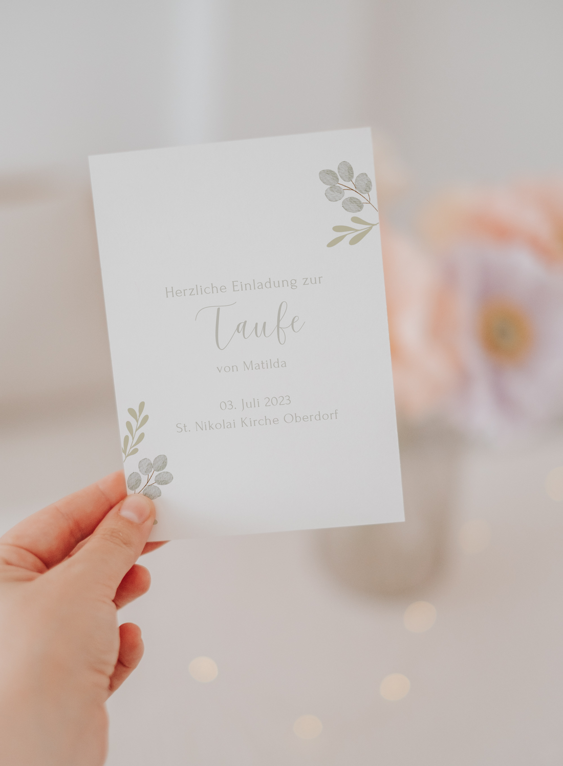 Einladung Taufe Greenery