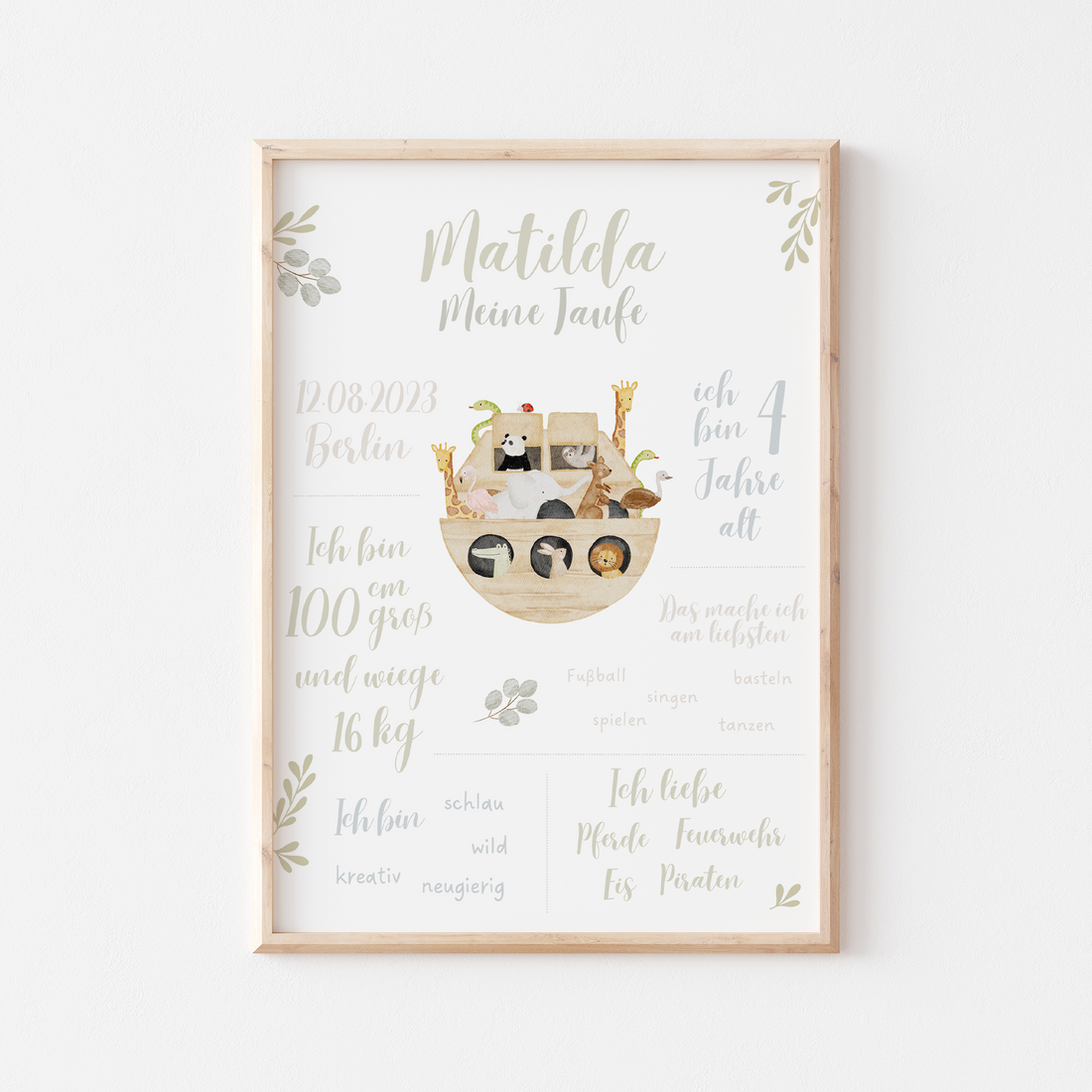 Meilensteintafel Taufe Arche Noah