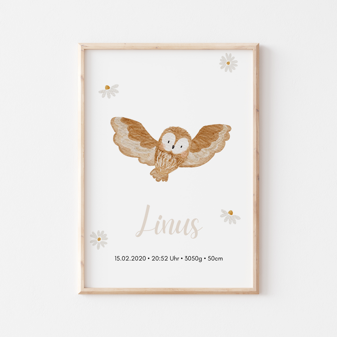 Geburtsposter Waldtiere Eule