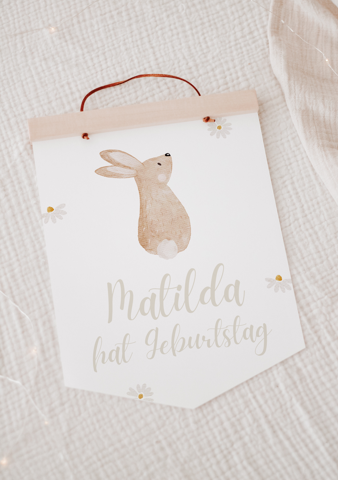 Wimpel mit Name Waldtiere Hase