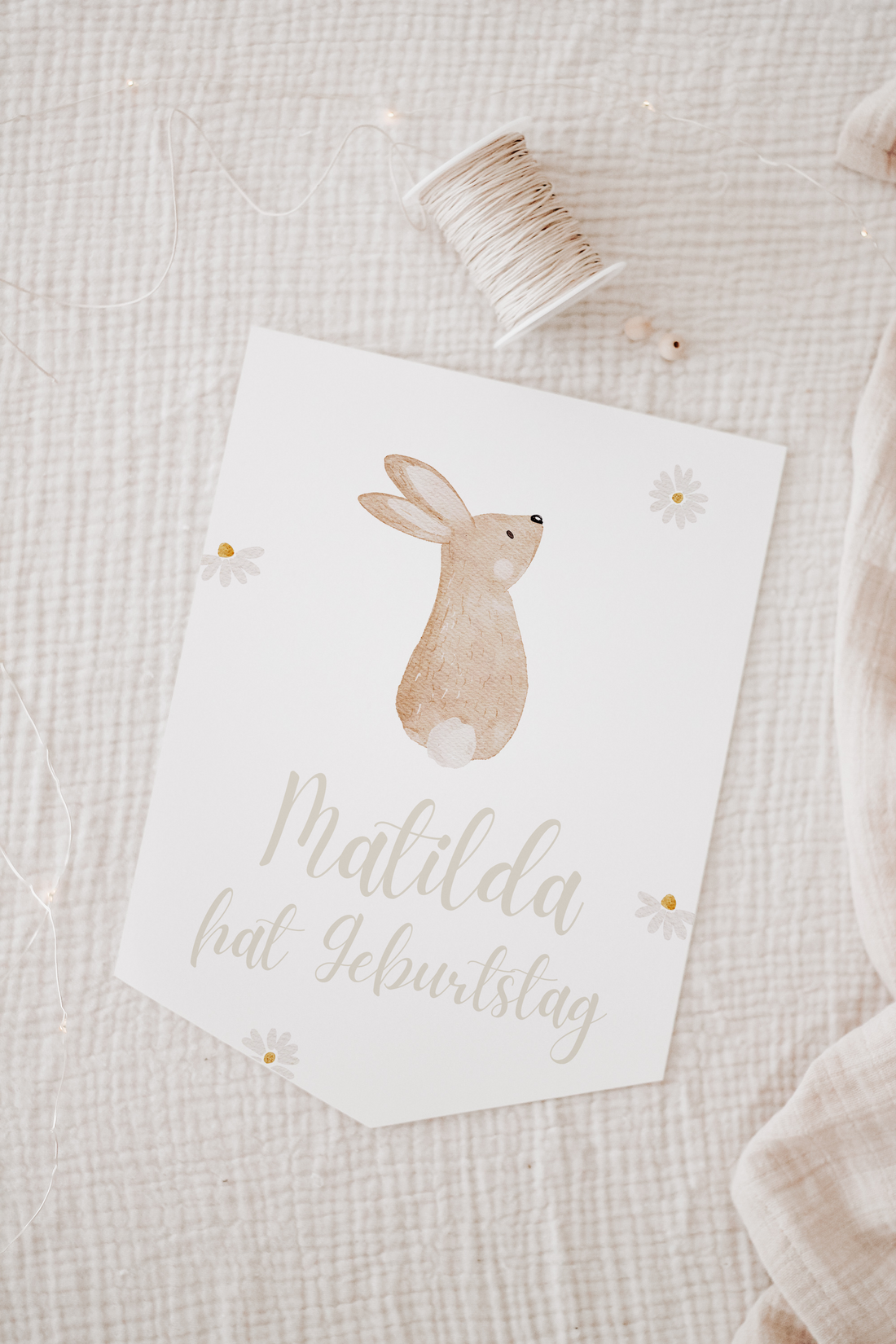 Wimpel mit Name Waldtiere Hase