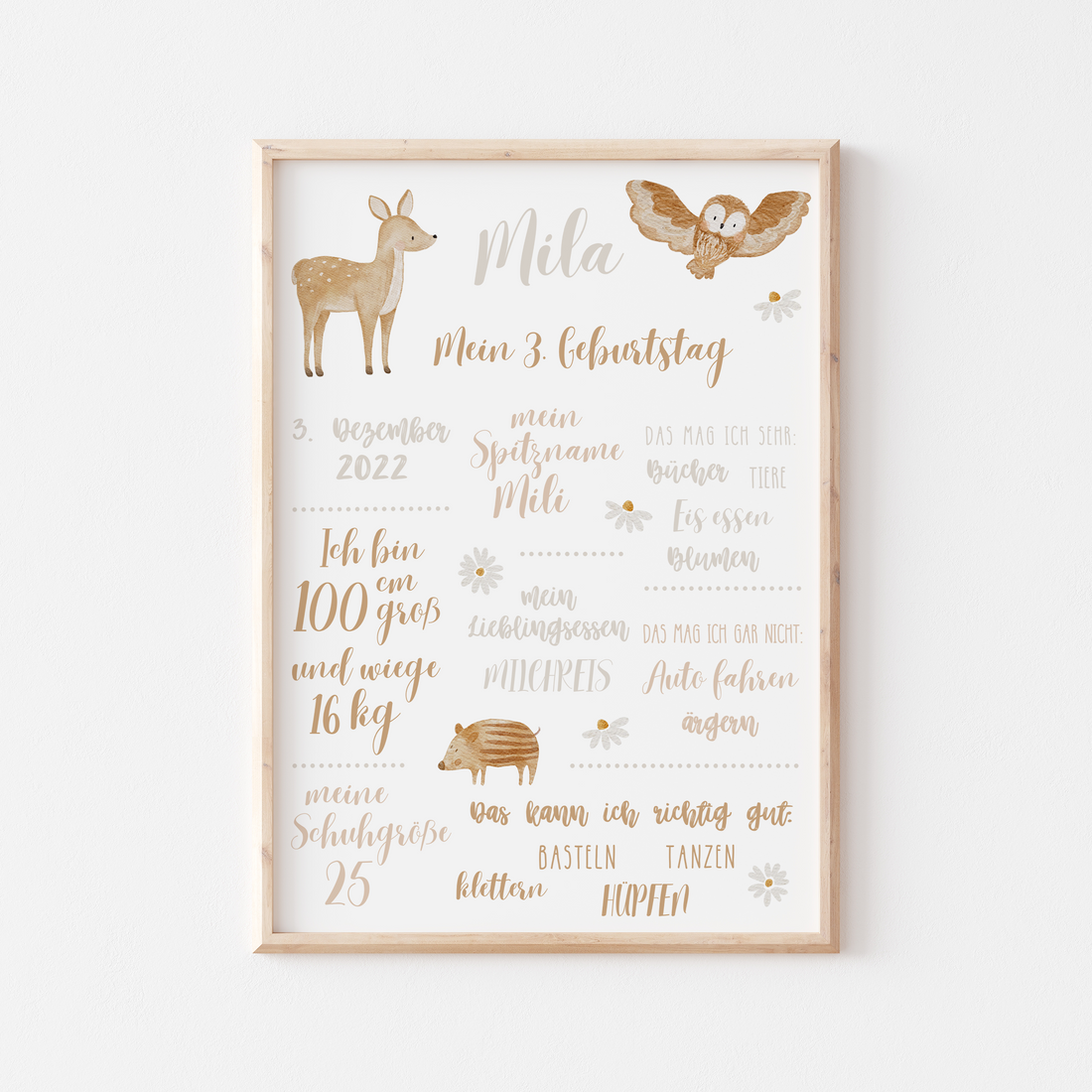 Meilensteintafel Waldtiere